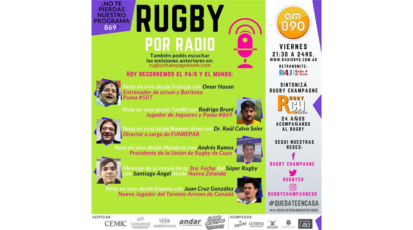 Reviví el programa 869 de Rugby Champagne Radio