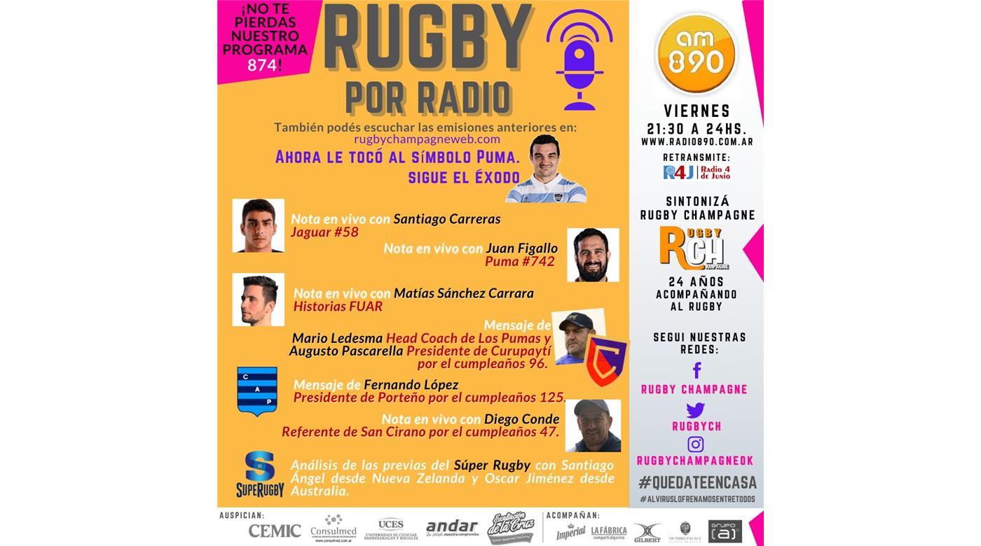 Reviví el programa 874 de Rugby Champagne Radio