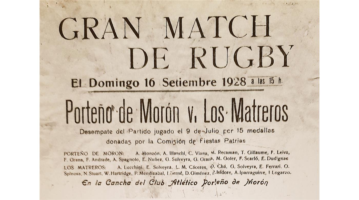 El primer partido de rugby en Morón: PORTEÑO DE MORÓN vs. ALL BOYS 