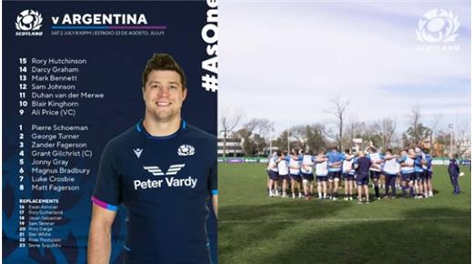 GILCHRIST LIDERARÁ A ESCOCIA EN EL PRIMER DUELO CONTRA LOS PUMAS