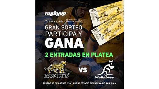 GANATE DOS ENTRADAS PARA EL PARTIDO DE LOS PUMAS V AUSTRALIA EN SAN JUAN