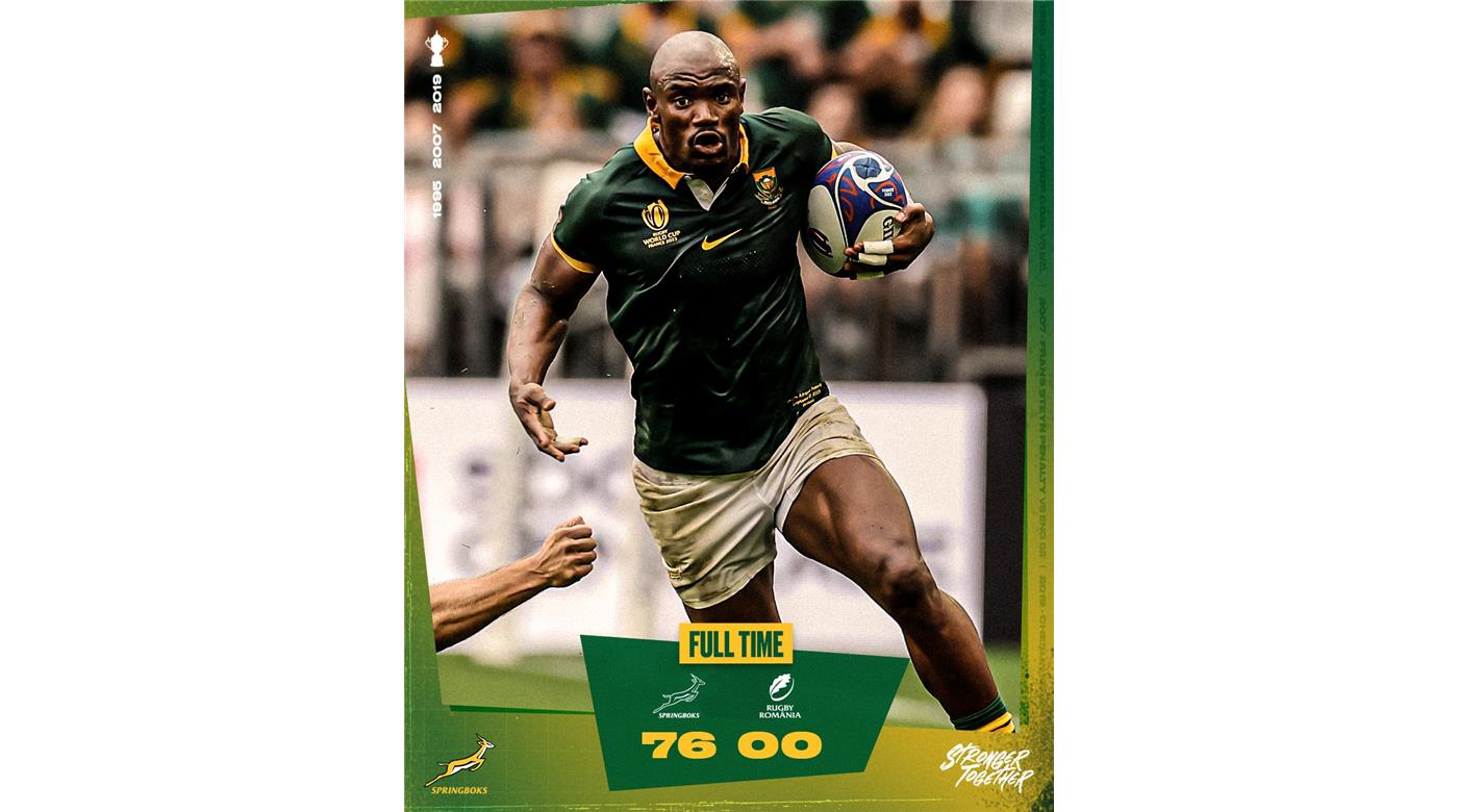 SUDÁFRICA PASEÓ SU JUEGO ANTE RUMANIA Y LO GOLEÓ POR 76 A 0