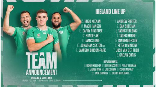 IRLANDA CON EL EQUIPO CONFIRMADO PARA ENFRENTAR A ESCOCIA