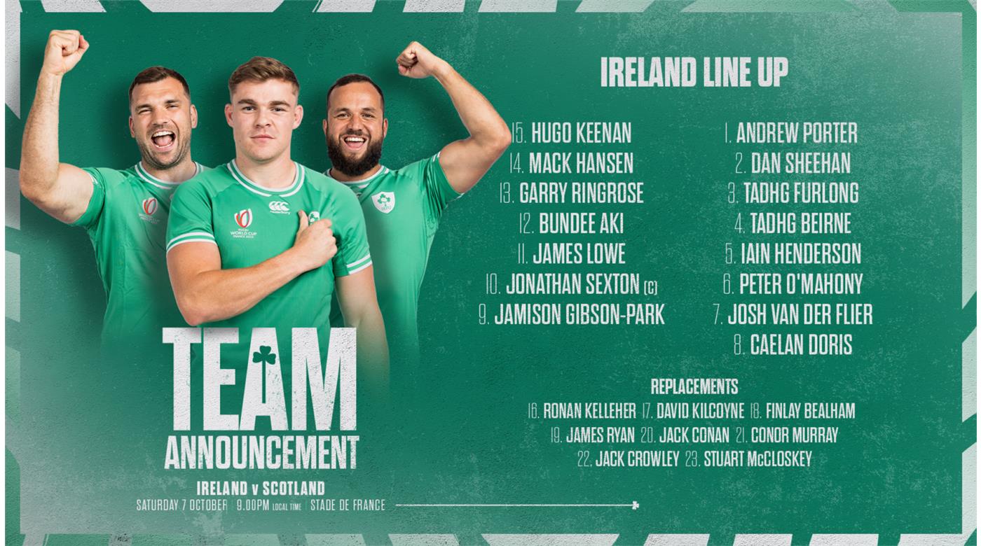 IRLANDA CON EL EQUIPO CONFIRMADO PARA ENFRENTAR A ESCOCIA