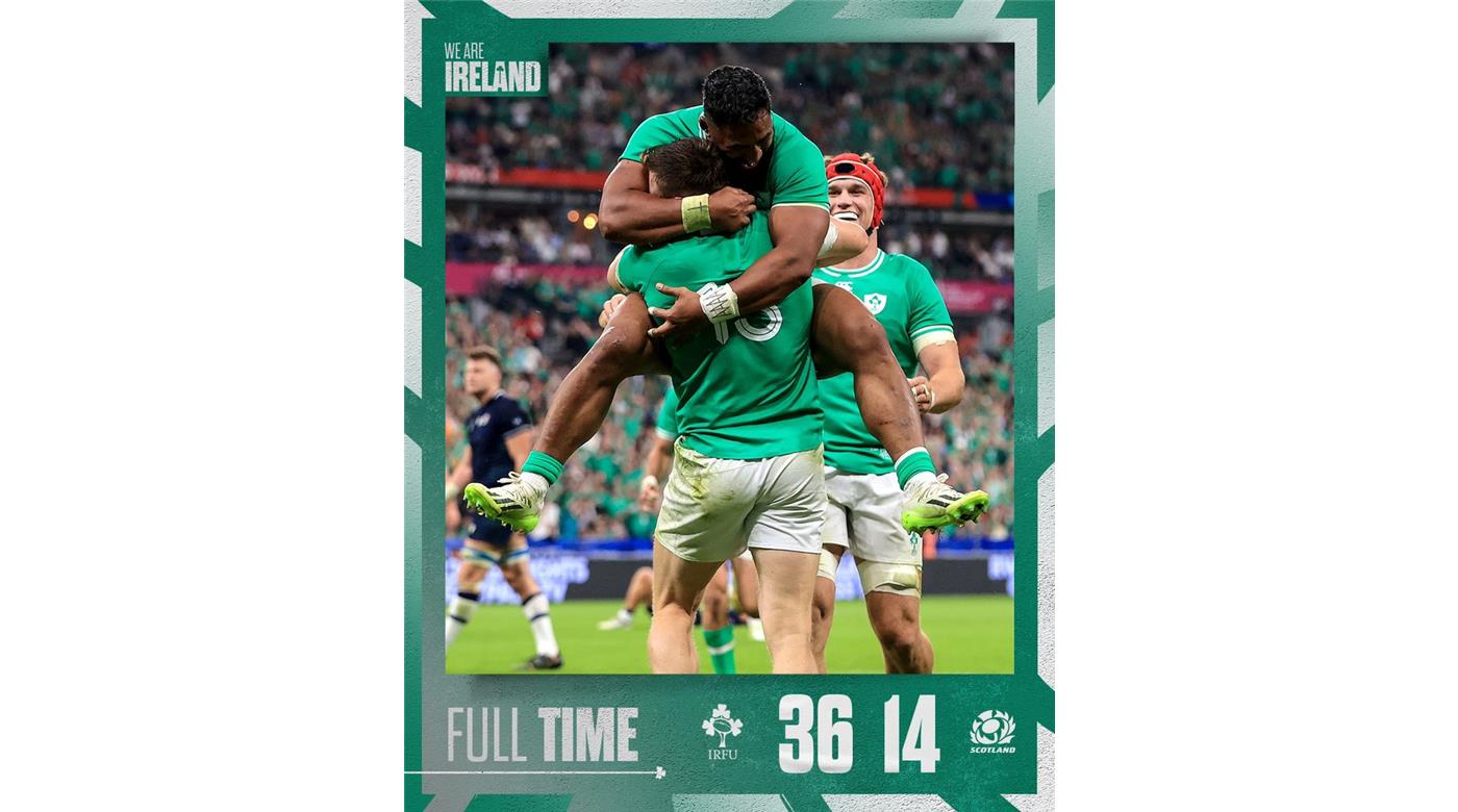 Irlanda venció a Escocia y se aseguró el primer puesto en el Grupo 