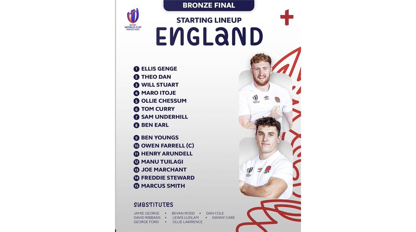 CON 8 CAMBIOS, INGLATERRA DEFINIÓ SU EQUIPO PARA ENFRENTAR A LOS PUMAS POR EL BRONCE