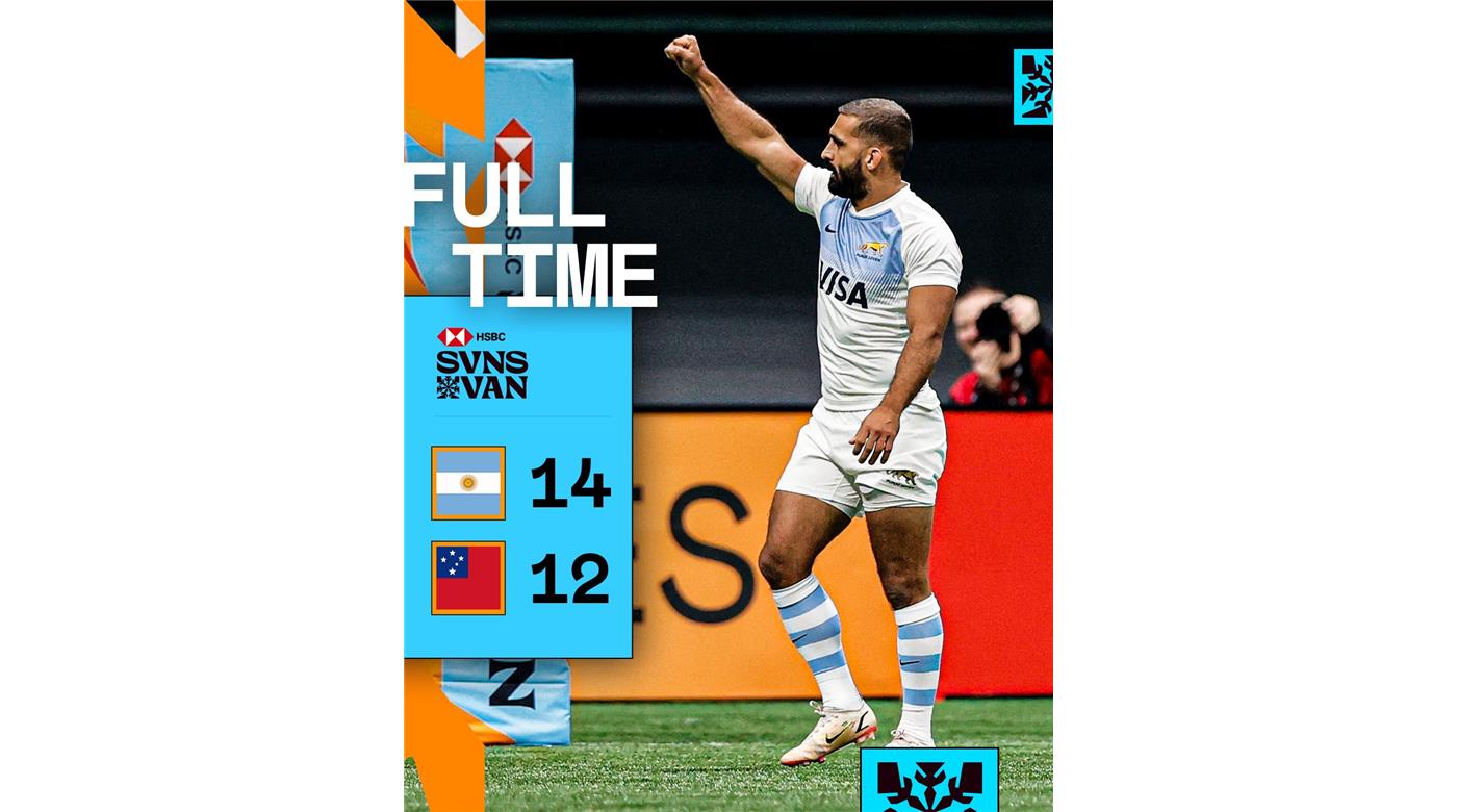 LOS PUMAS SEVENS LE GANARON A SAMOA Y SON SEMIFINALISTAS EN VANCOUVER