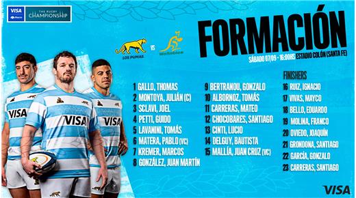 LOS PUMAS CON EL EQUIPO CONFIRMADO PARA LA REVANCHA ANTE AUSTRALIA