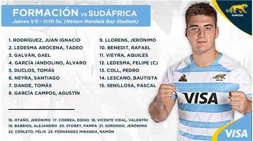 LOS PUMITAS CON LA FORMACIÓN CONFIRMADA PARA SU DEBUT EN SUDÁFRICA ANTE EL EQUIPO LOCAL