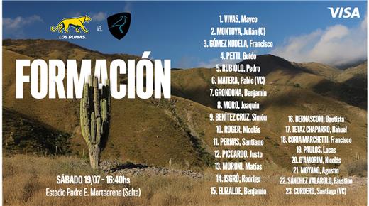 SE CONFIRMÓ LA FORMACIÓN DE LOS PUMAS PARA ENFRENTAR A URUGUAY EL SÁBADO EN SALTA