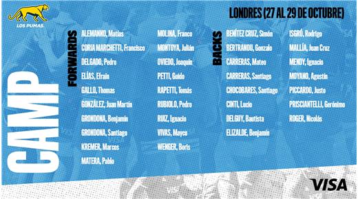 LA LISTA DE LOS PUMAS QUE SE JUNTARÁN EN LONDRÉS PARA REALIZAR UN NUEVO CAMP ANTES DE LA VENTANA DE NOVIEMBRE