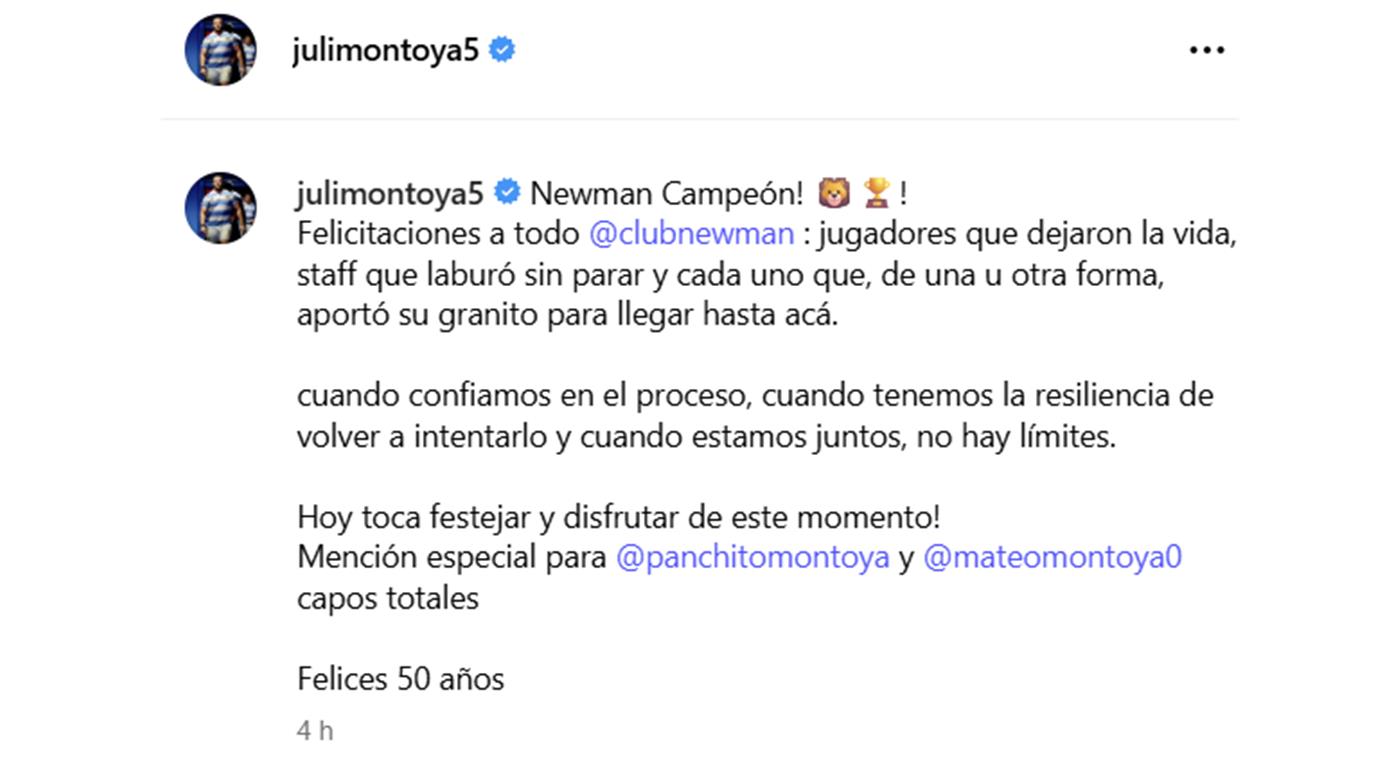 EL CAPITÁN DE LOS PUMAS JULIÁN MONTOYA Y SU DEDICATORIA A NEWMAN CAMPEÓN DEL TOP 12