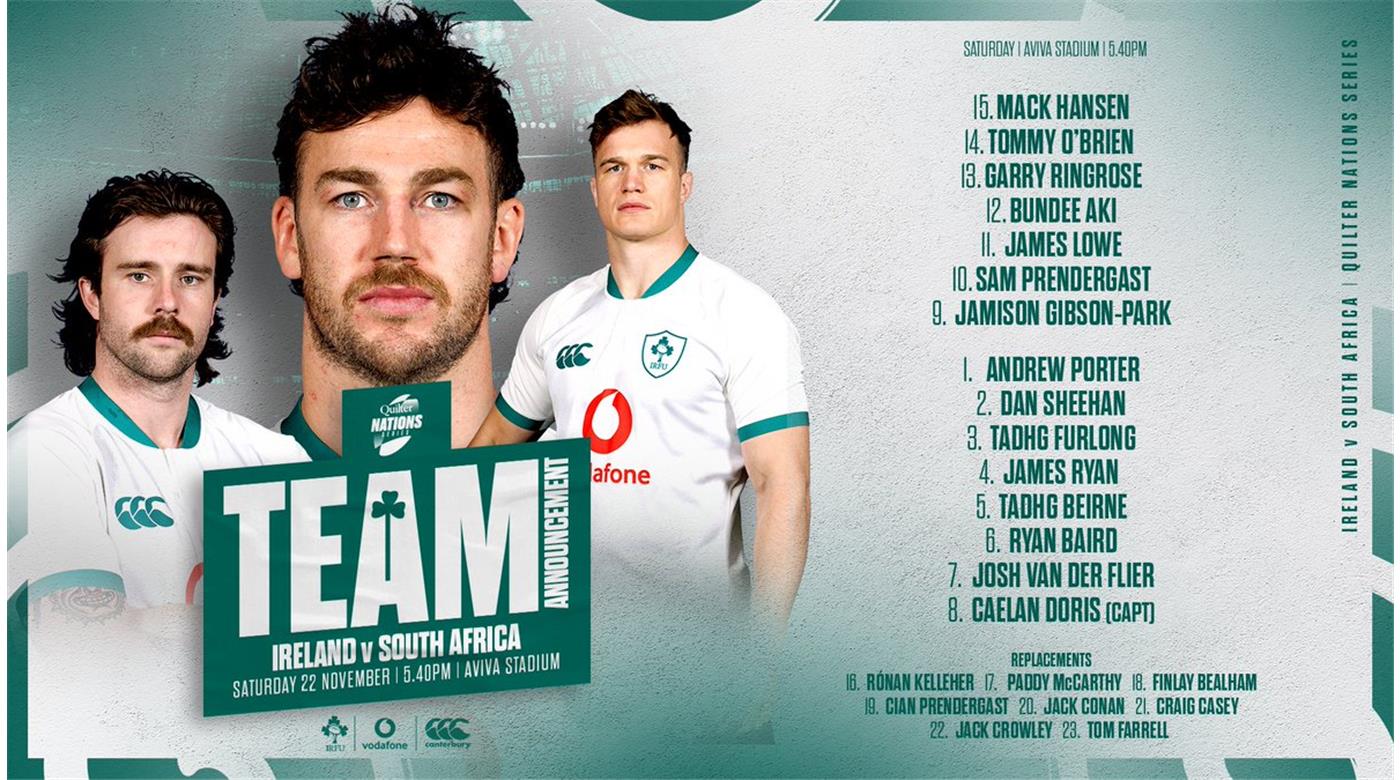 IRLANDA RECIBE A SUDÁFRICA, UN CHOQUE DE POTENCIAS, PARA NO PERDÉRSELO