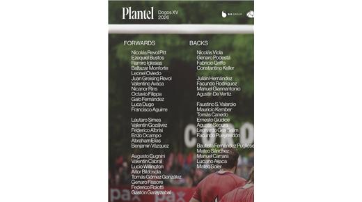 EL PLANTEL DE DOGOS CONFIRMADO PARA EL SÚPER RUGBY AMÉRICAS 2026