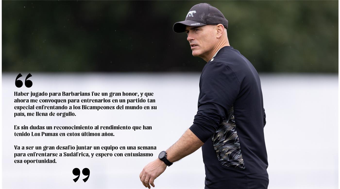 FELIPE CONTEPOMI DIRIGIRÁ A LOS BARBARIANS FRENTE A LOS SPRINGBOKS EL 20 DE JUNIO
