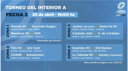 EL SÁBADO SE JUGARÁ LA SEGUNDA JORNADA DEL TORNEO DEL INTERIOR A Y LA PRIMERA DEL TDI "B"