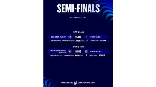 LAS SEMIFINALES DE LA CHAMPIONS CUP Y DE CHALLENGE CUP YA TIENEN FECHAS Y HORARIOS 