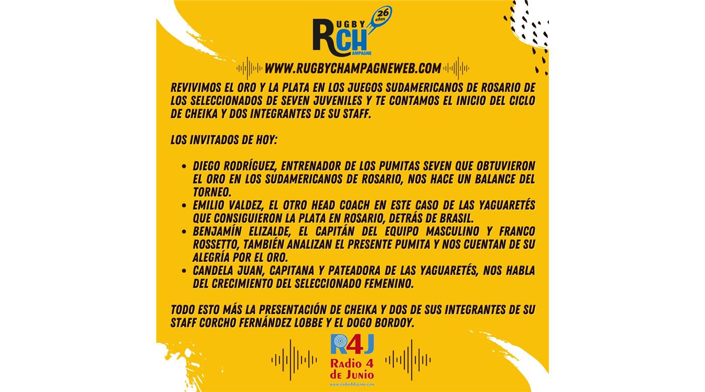 UN NUEVO PROGRAMA DE RCH RADIO CON LOS CAMPEONES Y SUBCAMPEONAS DEL SUDAMERICANO  DE ROSARIO