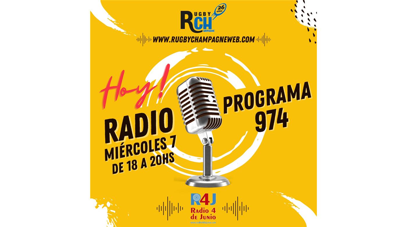 ESTA TARDE HABRÁ UN NUEVO RUGBY CHAMPAGNE RADIO, EL NÚMERO 974, Y NO TE LO PODÉS PERDER  