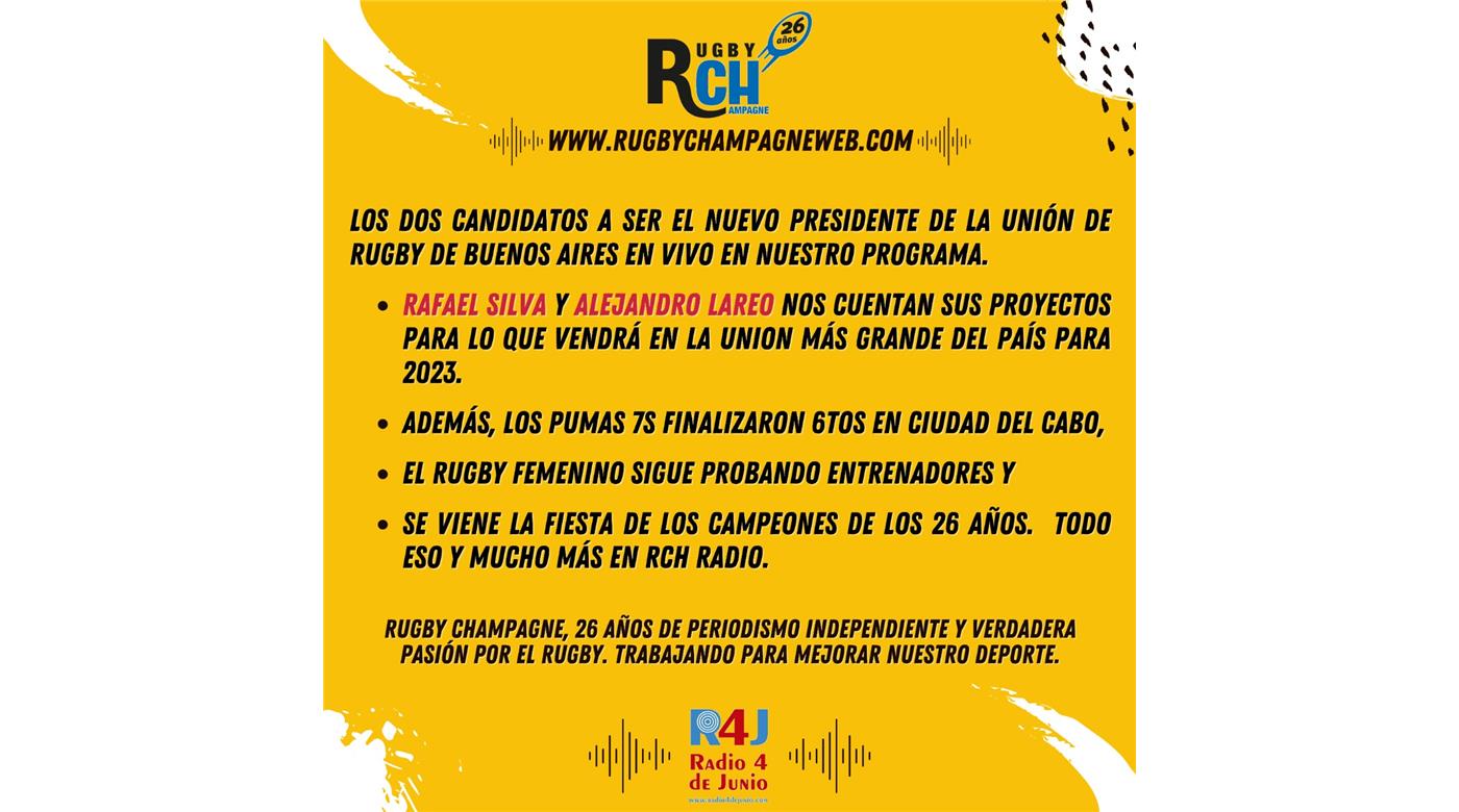 ESTA TARDE NO TE PIERDAS UN NUEVO PROGRAMA DE RCH RADIO CON LOS CANDIDATOS A PRESIDENTE DE LA URBA