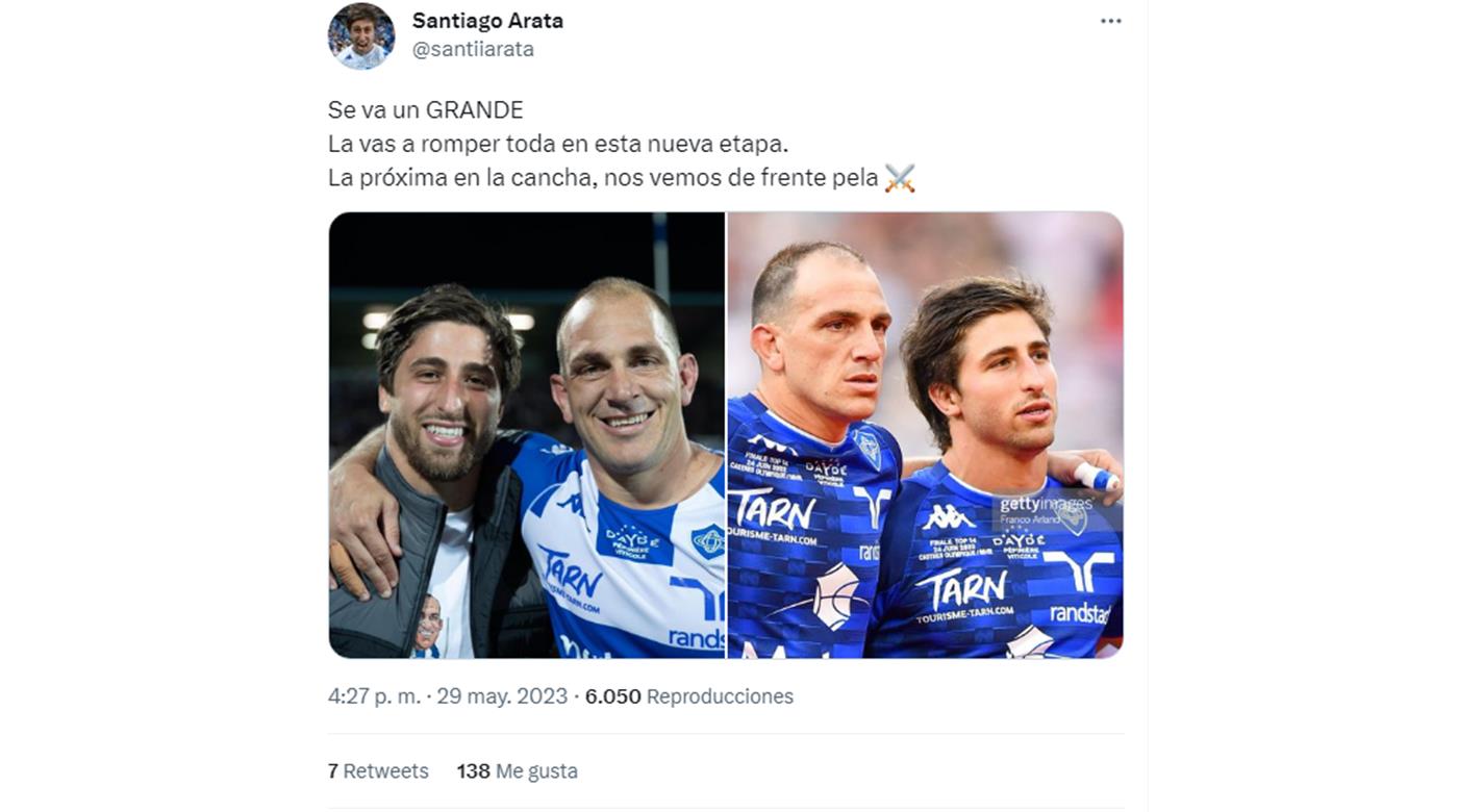 EL URUGUAYO SANTIAGO ARATA DESPIDIÓ A URDAPILLETA EN TWITTER