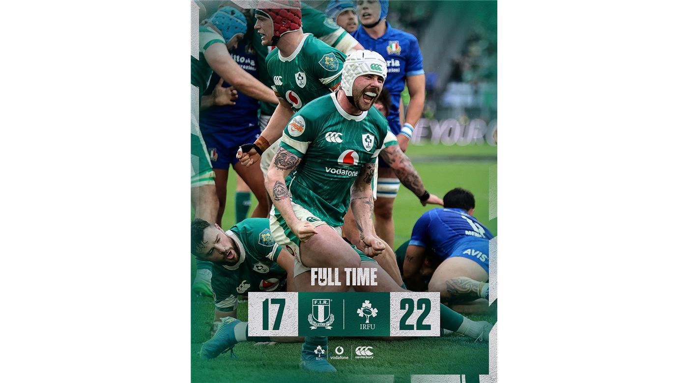 IRLANDA LE GANÓ A ITALIA SIN DEMASIADO BRILLO Y ESPERA UN MILAGRO PARA SER TRICAMPEÓN