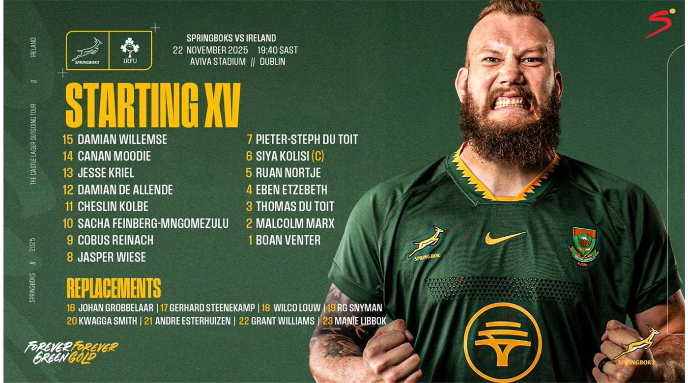 IRLANDA RECIBE A SUDÁFRICA, UN CHOQUE DE POTENCIAS, PARA NO PERDÉRSELO